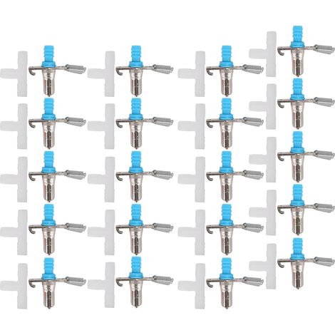 Lot de 20 abreuvoirs à double ressort, résistants à la rouille et à trois voies, pour lapins. Abreuvoirs à tétine blancs. (1/5)