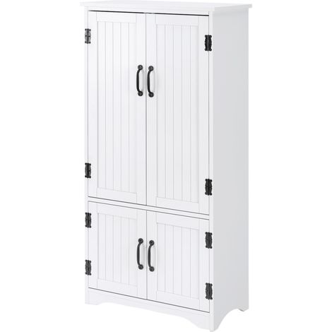 Buffet autoportant 2 portes avec étagères réglables, meuble de rangement sur pied 60 x 30 x 123 cm blanc (1/4)