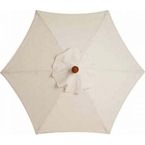 Housse de Rechange pour Parasol à 6 Baleines - 3 m - Imperméable - Anti-Ultraviolet - Blanc (1/5)