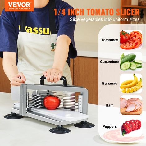 Coupe-tomates Commerciale, Trancheuse à Tomates de 6,35 mm, Trancheur pour Tomates Robuste en Acier Inoxydable, avec Pieds Antidéra… (1/5)