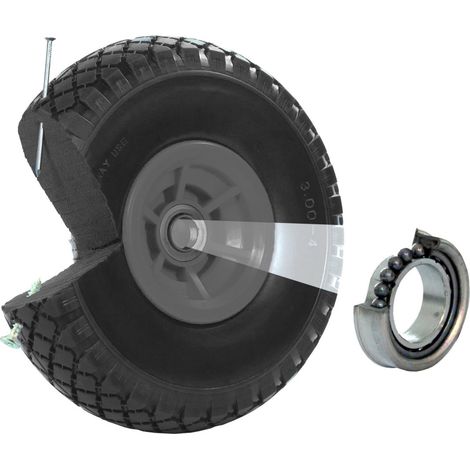 Sackkarrenrad Vollgummi 260x85 mm 3.00-4 60mm Nabenlänge Ersatzrad Nabenversatz grau (1/5)