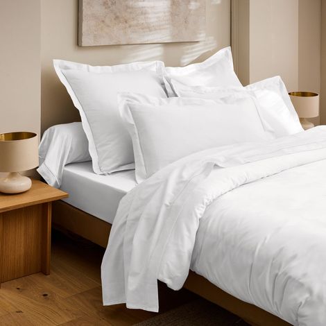 Drap Plat "Prestige" 100% Satin de coton Peigné 120 fils/cm² Coton Pur - Prestige Blanc Optique - 240 x 300 cm pour lit 2 places - Prestige Blanc Optique - 240 x 300 cm pour lit 2 places