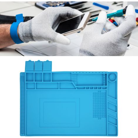 Le tapis de travail en silicone magnétique isolant, antistatique et thermo-isolant est adapté aux travaux de soudure et de réparation de circuits imprimés. (1/5)