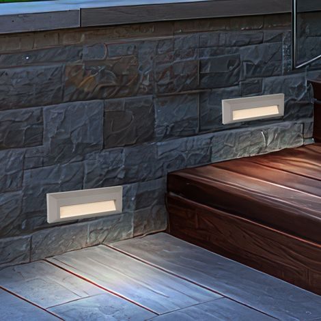 Illuminazione per gradini per esterni Lampada per scale da giardino illuminazione per scale terrazza, grigio, LED 3W 110Lm bianco neutro, LxAxP 23x8x2,8 cm, set di 2
