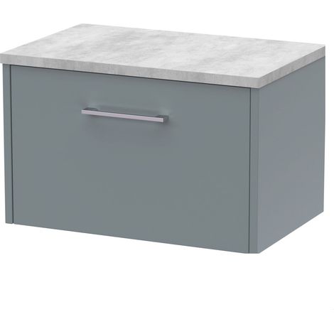 Winshill Contemporary 1 Drawer Wall Hung Vanity Unit with Laminate Worktop, Grey, 600mm