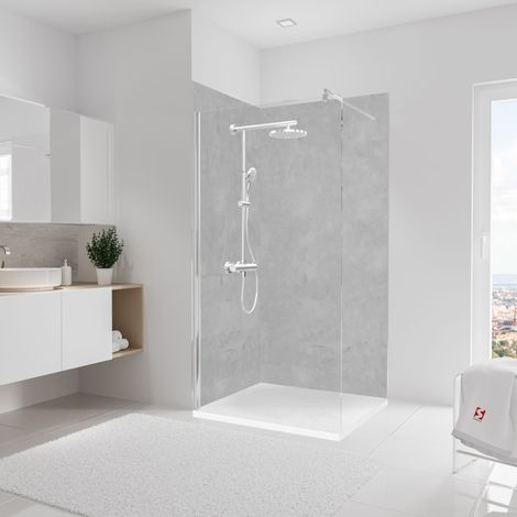 Schulte – Lot de 2 panneaux muraux béton structuré 100 x 210 cm – Revêtement étanche pour douche et salle de bain – Installation facile sans poussière