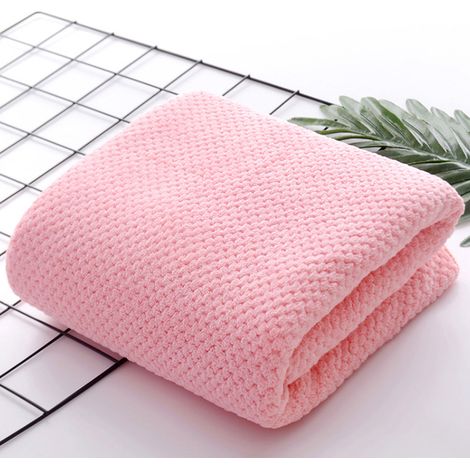 Badetuch aus Korallensamt, hohe Saugfähigkeit, einfarbig, für Badezimmer oder Hotel, rosa (1/3)