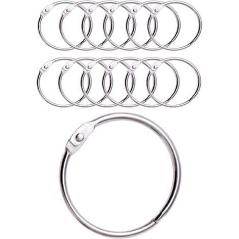 12 Anneaux de Rideaux Douche avec Crochet en Métal – Anneau Circulaire ouvrable de 50 mm pour Rideaux, Salle de Bain, Maison, Classeurs – Couleur Métallique