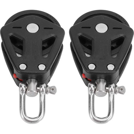 Fockety Lot de 2 Poulies Marines en Nylon et Acier Inoxydable, Robuste, Haute capacité de, Petit Bloc de Poulie, Lisse, Universelle, Résistante à l'usure, Poulie à Tête. (1/5)
