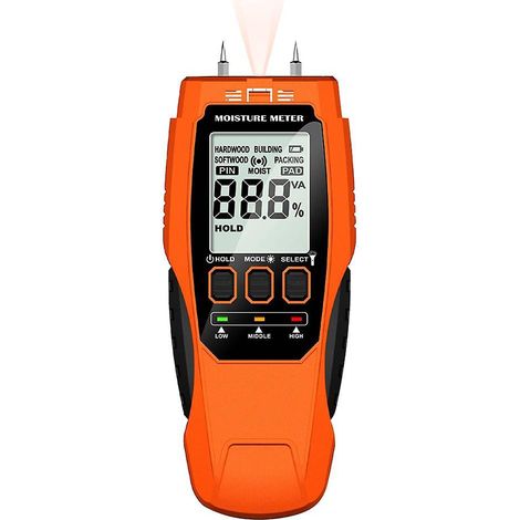 Digitales Holzfeuchtemessgerät mit LCD-Anzeige und Hintergrundbeleuchtung, Holzfeuchtemessgerät für den Holzbau