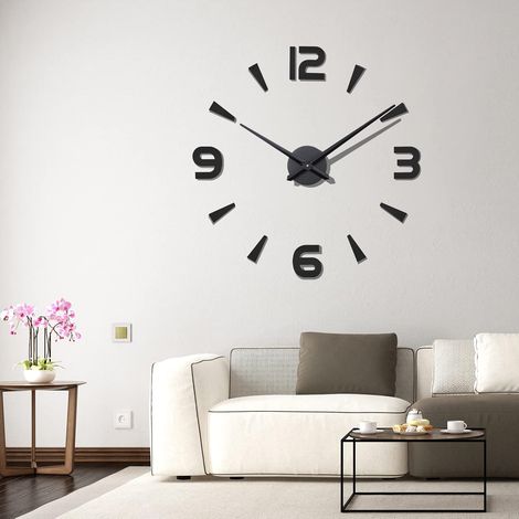 3D Wall Clock, Modern Design Wall Clock, Silent Clock, Wall Clock, Frameless, Roman Numerals, Mirror Sticker, Giant Wall Clock for Bedroom, Kitchen, Living Room (60-120 cm) (1/5)