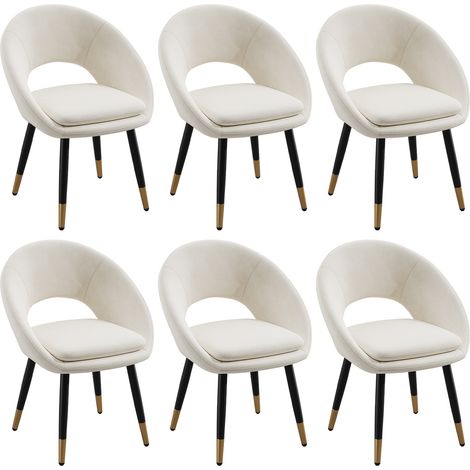 Set di 6 sedie da pranzo 41x43x77,5 cm, comode e imbottite, ideali per ufficio, sala da pranzo, soggiorno, cucina, camera da letto, in velluto beige