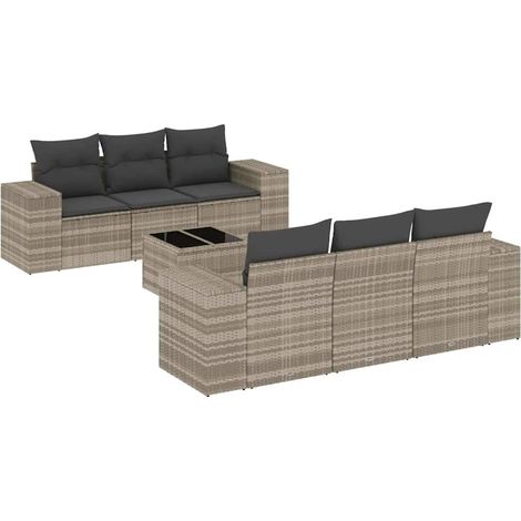 Maison Exclusive - Set de sofás de jardín 7 pzas con cojines ratá