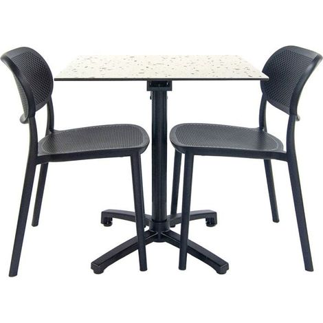 Table pliable terrazzo + 2 chaises pour terrasse (1/4)
