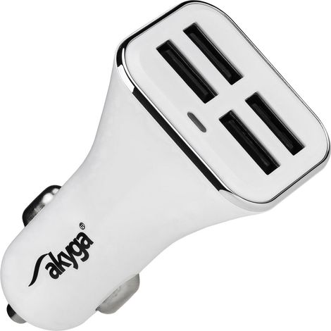 Cargador de coche Akyga AK-CH-09 12V 4xUSB 6800mA blanco (1/4)