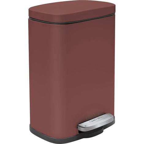 Poubelle 5L Design Compact avec Couvercle à Pédale INOX 30 x 21.4 x 17.6 cm Couleur Bordeaux Idéale pour Salle de Bain ou Bureau (1/5)
