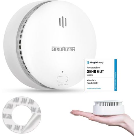 Détecteur de fumée, Détecteur d'incendie à Pile de 10 Ans, Détecteur de fumée pour la Maison, Détecteur de fumée avec Bouton Silence/Test, Conforme à la Norme en 14604 (1 Pack) (1/5)
