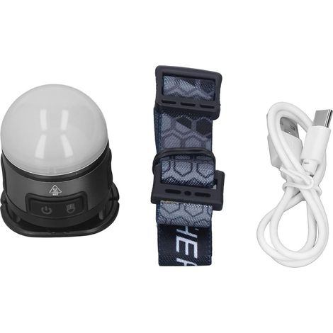 Lampe Frontale LED avec Charge de Type C, Batterie 1000 MAh et Lumière Réglable à 60° pour le Camping et la Course en Plein Air