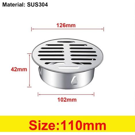 ALLIANDISDrain de Plancher, Siphon de Sol Anti-Blocage de Balcon en Acier Inoxydable, Siphon de Sol pour Douche, Rond Anti-Blocage (125 Bouche Plate) (1/4)