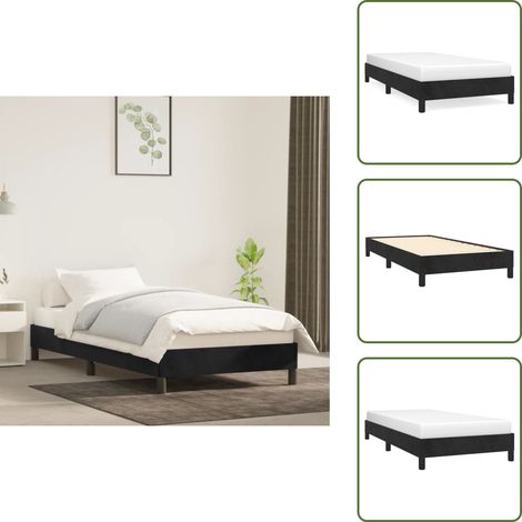 Bettgestell Schwarz 90x200 cm Samt - Samtsofa - Schwarzes Bett - Doppelbett Gestell - Boxspringbetten - Bettrahmen Schwarz (1/5)