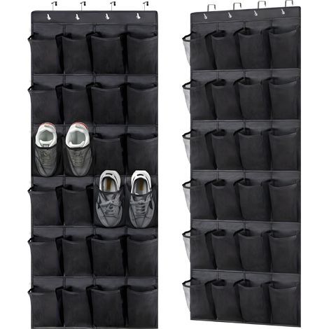 Schuhaufbewahrungsbeutel, schwarz, hängend, 56x150 cm, 2er-Pack, wandmontiert, für den Hausgebrauch. (1/5)