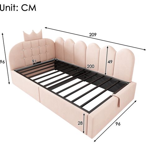 Banquette-lit capitonnée velours rose 90x200 cm canapé-lit avec rangement hydraulique sans matelas