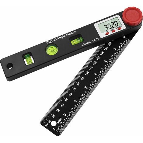 Digitaler Winkelmesser mit Wasserwaage – 360°-Winkelanzeige mit LCD-Display und 230-mm-Doppelskala – misst präzise vertikale und horizontale Winkel. (1/5)