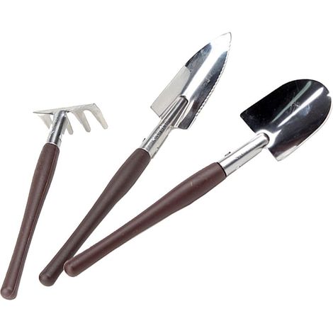 Set d'outils manuels de jardin 3 pièces Mini râteau pelle Set désherbeur Accessoires pour planter pot de fleurs jardin balcon sur la plage (1/5)