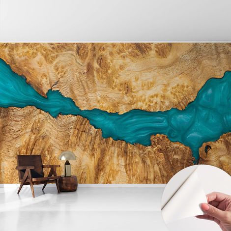 Papier peint autocollant adhésif avec imprimé motifs uniques apparence moderne Bois et résine 416x254 cm (1/5)