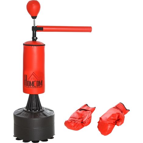 Standboxsack Boxtrainingsgerät Mit Zubehör Boxassistent Training Boxsack Schwarz Rot 88 X 48 X 155-205 Cm
