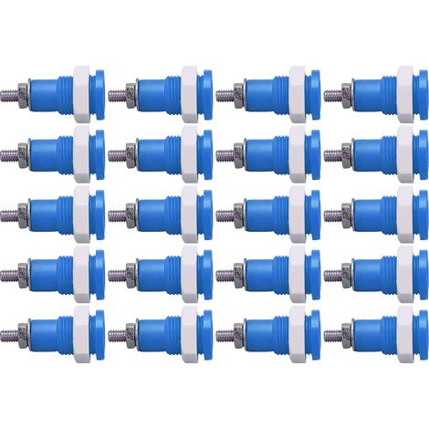Lot de 20 prises bananes 4 mm, transmission optimale, usage intensif, excellente fabrication, accessoires de connexion électrique, bleu (1/5)