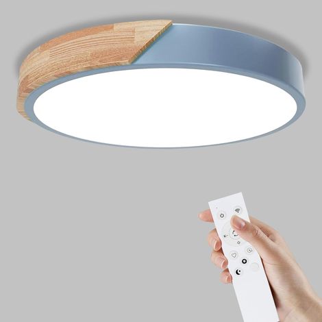 1 Plafonnier Bois,Dimmable 3200LM,Télécommandé 2.4G,IP54,Salon Chambre Couloir (1/5)