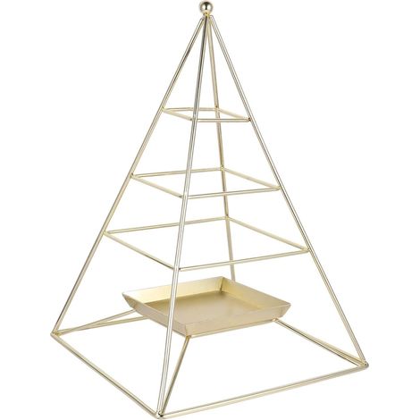 Expositor de joyería de hierro dorado de tres niveles, estilo elegante. (1/5)