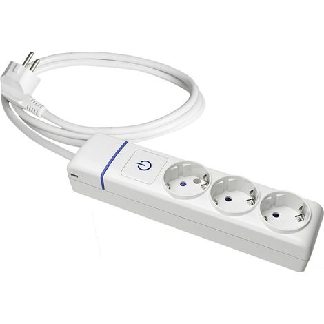 Base múltiple con 3 tomas 2p+t, con interruptor luminoso, 1,5 m cable h05vv-f 3g1,5 mm², blanca (1/2)