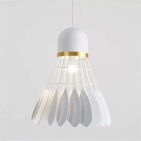 Pendelleuchte, E27, Industrielle Vintage Metall Pendelleuchten, Retro Badminton Deckenlampe, Vintage Deckenlampe, Pendelleuchte, Antike Pendelleuchte (Weiß)