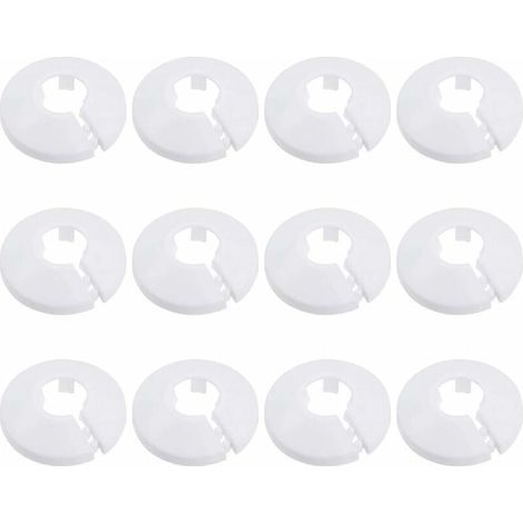 12 Pcs Cache Tuyau, Cache Tuyau Plomberie Collier Radiateur, Manchon Radiateur pour Tuyau Rosace Ronde Blanche Diamètre de 15 mm (Blanc)