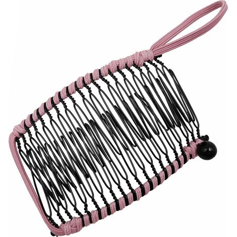 Pinza para el cabello tipo banana extensible, peine doble, accesorio para el cabello, para cabello grueso y elástico, 20 dientes, pinzas rosas para el cabello para mujer