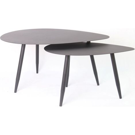 Set 2 tavolini ovali in metallo cm 80x60x45 e cm 60x40x43 (1/4)
