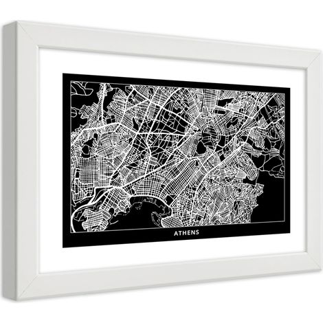 Quadro con cornice, Carta della città  di Atene - 90x60 (1/5)
