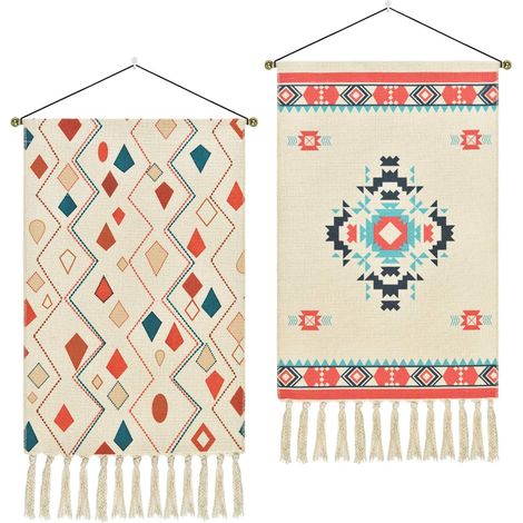 2 pièces tenture murale gland tapisserie décoration tapisseries en macramé tapisseries d'art mural pour chambre coton lin 14x20 pouces (35x50cm) (1/5)