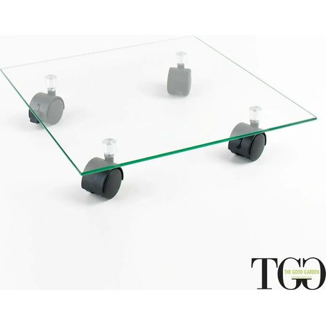 Sottovaso in vetro con ruote 35 x 35 cm ALICE-V