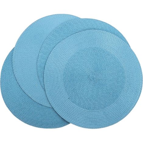 Lot de 4 dessous de plat en tissu, bleu, antidérapants (1/5)