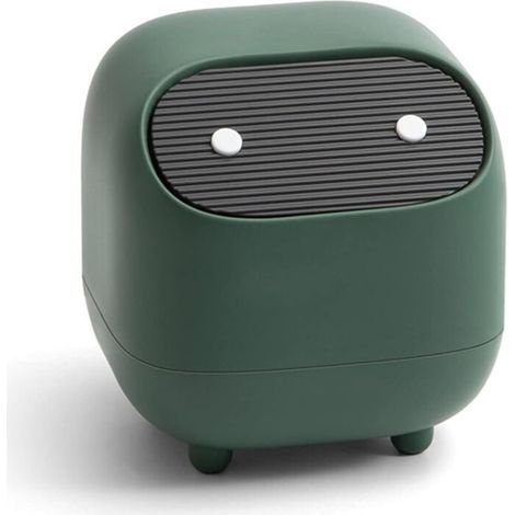 Mini desktop trash can with lid, double-layered ninja-shaped bin, effectively isolates kitchen and bathroom odors. (1/5)