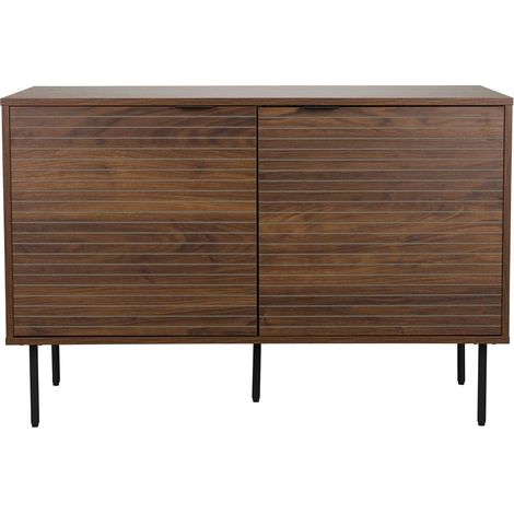 Buffet et Bahut, Buffet à rayures marron avec pieds métal noir Bois en Wood, BOITE A DESIGN (1/5)