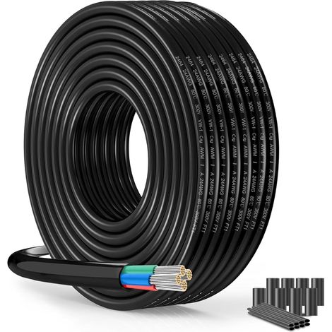 UL2464 24AWG 4x0,2mm² Câble Électrique Basse Tension, 15m Câble électrique UL2464 basse tension, cuivre étamé multibrin et PVC souple pour LED RGB, nautisme, solaire et auto (1/5)