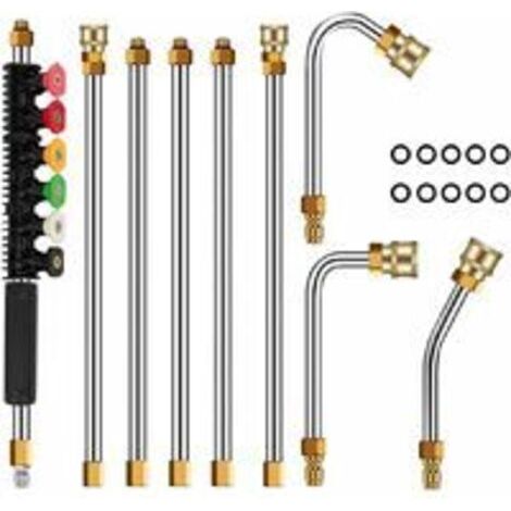 Tige d'extension de nettoyeur haute pression, 4000PSI nettoyeurs haute pression pointes de lance de remplacement télescopiques outils de nettoyage pour le lavage des fenêtres de toit (1/5)