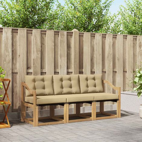 vidaXL Outdoor-Sofagarnitur mit Kissen 3 pcs Weiß und Beige (1/5)