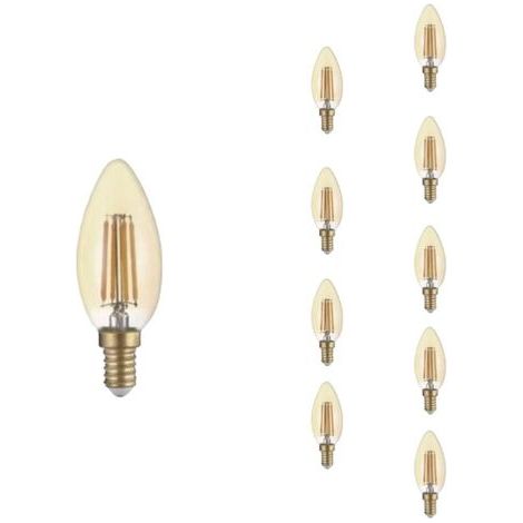 Ampoule LED E14 Filament 4W C35 Bougie - Pack de 10 - Blanc Chaud 2300K - 3500K - SILAMP (1/5)