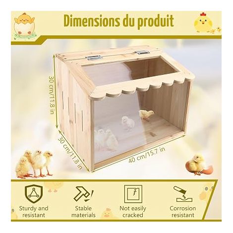 Broiler Box for Chickens, Large 40cm x 30cm x 30cm, Wooden Broiler Box for Chickens, Animal Play Enclosures with Roof for Chickens, Hamsters, Turtles, Reptiles (1/4)