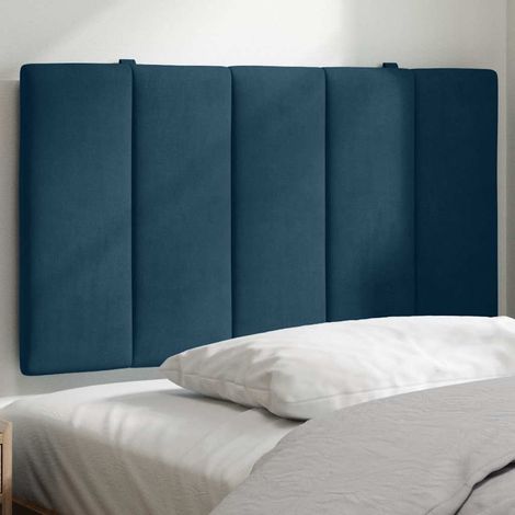 Vidaxl – Coussin de tête de lit bleu 90 cm en velours doux – Rembourrage en mousse pour confort – Fixation murale avec bandes auto-agrippantes